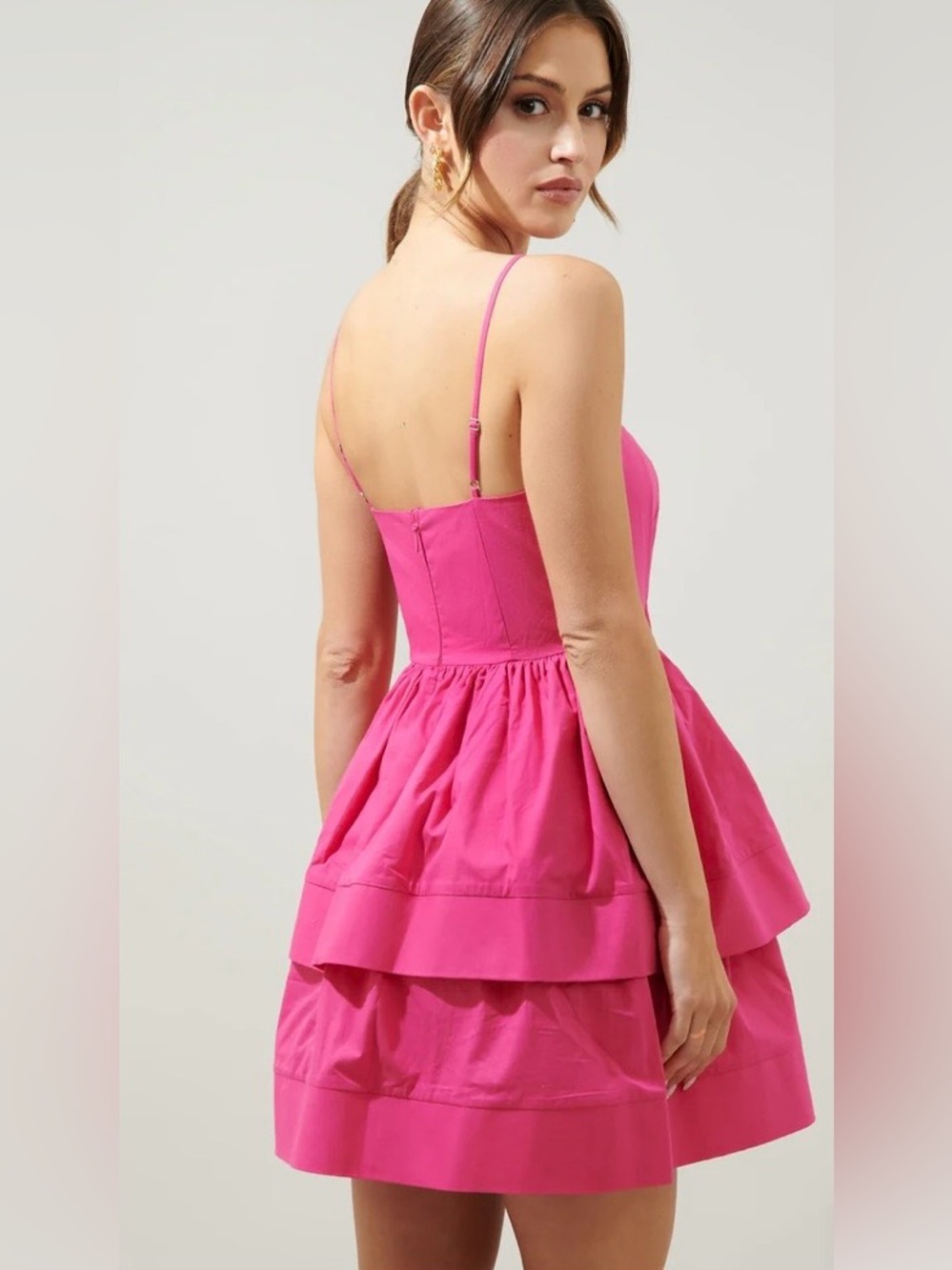Beatriz Mini Dress Women’s Large Tiered Fit & Flare, Romantic, Feminine
